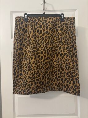Marc New York Leopard Print Midi Skirt Tan & Black Faux Velour pull on SZ XL NWT
